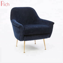 Living Room Furniture Modern Blue Fabric Chairs With Stainless Steel Legs